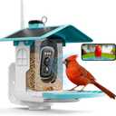 Hanging Smart Bird Feeder with Camera - 32G SD Card Included for Free Local Storage, 2K AI Identification, Dual Solar for 365-Day Use, Squirrel Proof, Gifts for BirdLovers, Blue