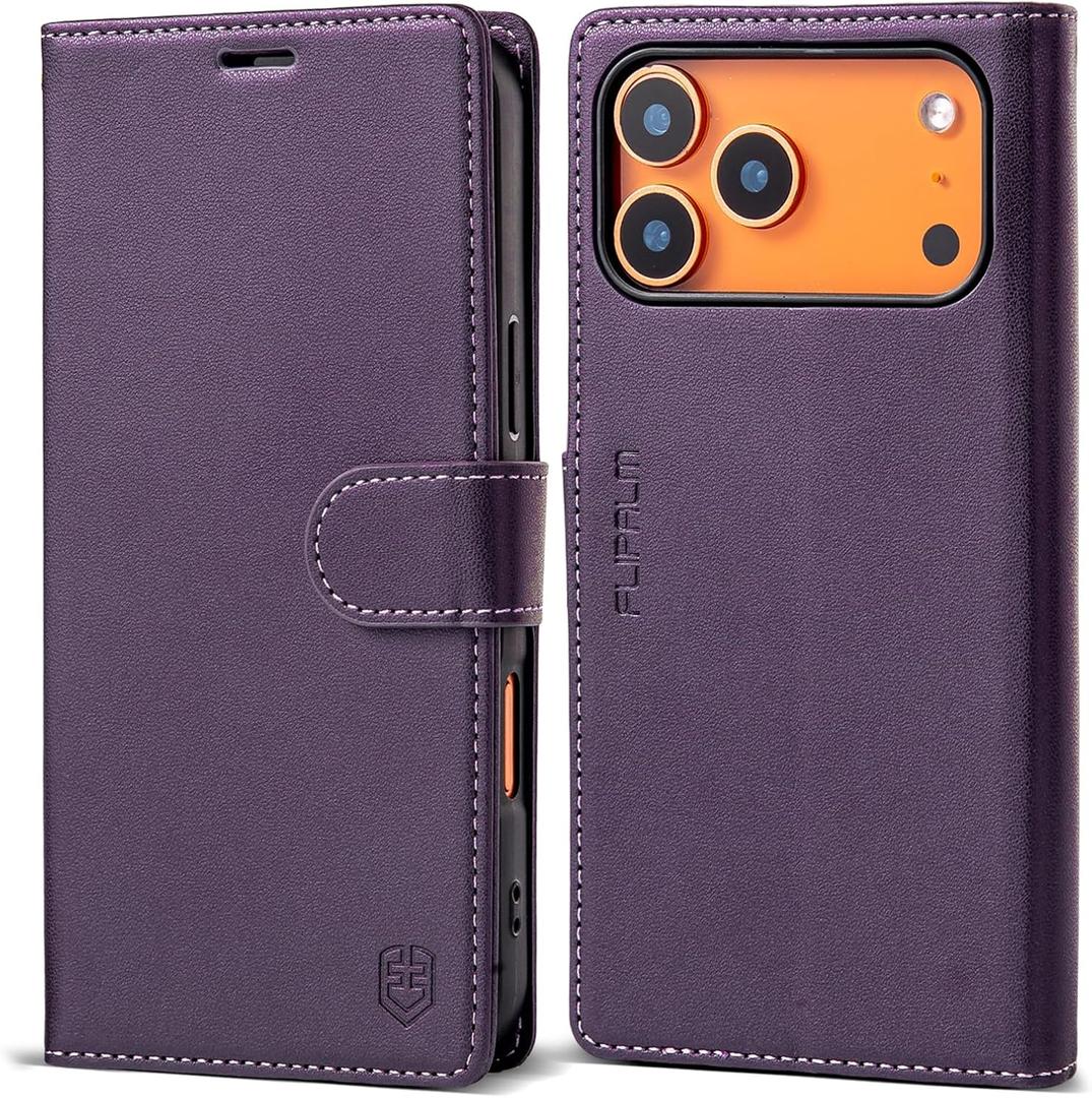 Wallet Case for iPhone 17 Pro Max with Credit Card Holder,PU Leather Folio Flip Kickstand Protective Shockproof Cover for Apple 17 Pro Max Phone Case (Purple, for iPhone 17 Pro Max - 6.9'')