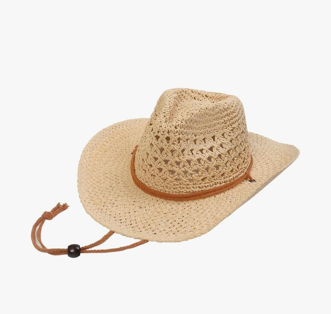 Women/Men Straw Cowboy Hat Wide Brim Sun Beach Cowgirl Hat Summer Western Cowboy for Travel Outdoor Family