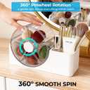 Hair Accessories Organizer with 5-Section Rotating Case, 2-Slot Comb & Hair Brush Holder, Cute Bathroom Vanity Caddy for Hair Tiles, Clips, Scrunchies, Other Accessories, Girls Vanity Dcor (White)