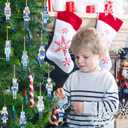 Pinkunn 48 Pcs Christmas Nutcrackers Ornament Set Blue and White Wooden Ornament Chinoiserie Hanging Wood Nutcrackers Sign Christmas Tree Decor for Holiday Party Decor Gifts(Blue Style)