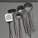 Stainless Steel Cooking Utensils Set - 6 Piece Kitchen Utensils Set, One Piece Seamless Handle Stainless Steel Utensils with Hanging Hole, Dishwasher Safe, Silver