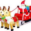 ASTEROUTDOOR 8ft Christmas Inflatable Decorations Outdoor Claus on Sleigh with Two Blow Up Built-in LED Indoor Yard Decor Lighted for Holiday Season, Quick Air Blown, 8 Feet Long, Santa w/Reindeer