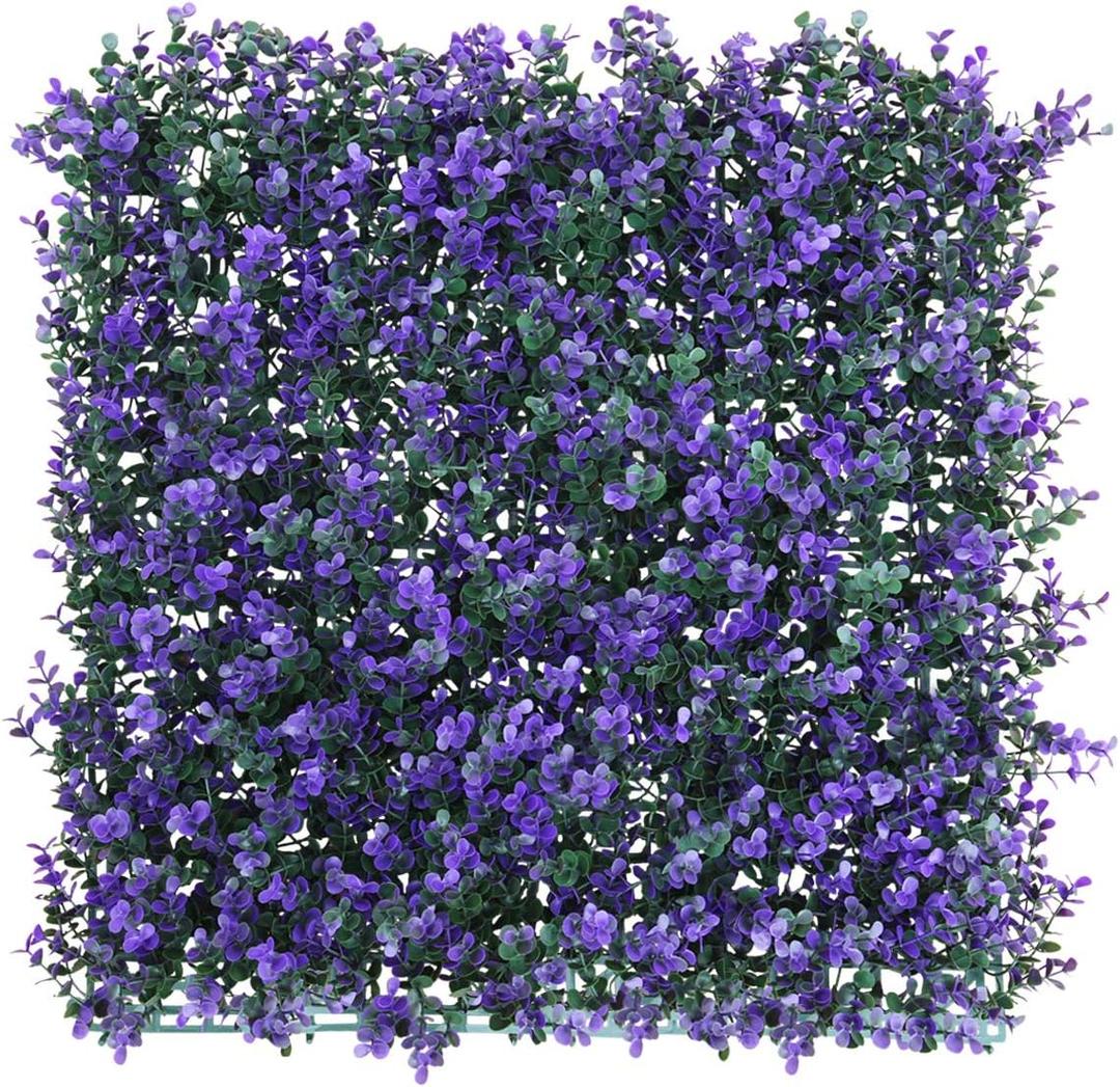 Windscreen4less 6 PCS 20"x20" Artificial Boxwood Panels Faux Plant Grass Green Wall Panel Decoration for Outdoor Indoor Garden Backyard (Lavender Purple)