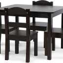 Humble Crew Kids Wooden Table and 4 Chairs Set, Espresso - Kids Table and Chair Set for Toddlers and Children for Arts, Crafts, and Snack Time - Sturdy, Durable Toddler Activity Table