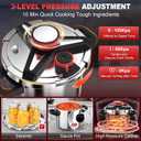 18/8 Stainless Steel Pressure Cooker 8 Qt, [One-Hand Locking] Pressure Cooker,[3-In-1] Olla de Presion, Induction, Gas Stovetop Compatible, Includes Glass Lid & Steamer Rack