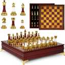 15-Inch Large Chess Set for Adults and Kids – Weighted Zinc Alloy & Acrylic Chess Pieces with Wooden Chess Board, Premium Classic Board Game for Home, Office, Family Game Night & Gifts