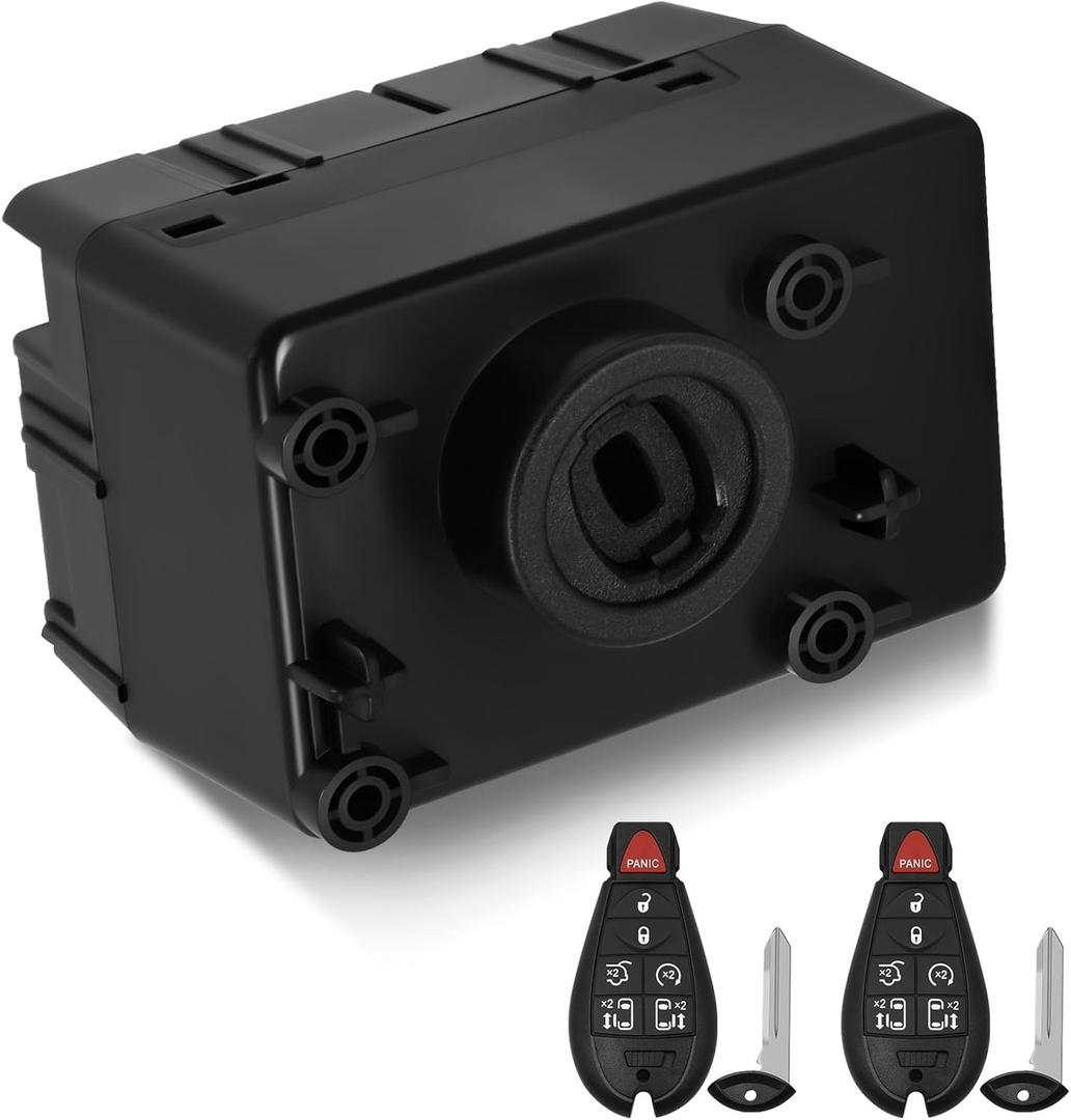 601-082 Wireless Ignition Switch Module Kit & 2 Keys Compatible with 2011-2013 Dodge Challenger, Ram 1500 2500 3500 4500 5500, Jeep Grand Cherokee, Replace# 68105739AC 5026533AE (Need Programming)