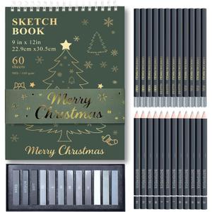 Fuxi Sketch Pad and Pencil Set | Stocking Stuffers, Art Supplies for Adults | Gifts for Artists, Teen & Beginners | Complete Drawing Set with Sketch Book, Sketch Pencils, Charcoal & Graphite Sticks.