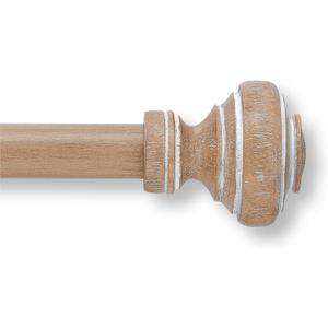 MODE Farmhouse Collection 1 1/8" Diameter Curtain Rod Set with Porch Doorknob Curtain Rod Finials and Steel Wall Mounted Adjustable Curtain Rod, Fits 72 to 144 Windows, Weathered Oak