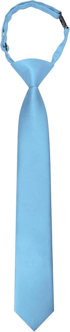 RBOCOTT Solid Color Satin Ties for Boys and Kids Pre-tied Adjustable Necktie for Age 8-12 Wedding and School Graduation (Baby Blue)