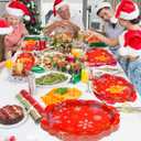 2 x Treasure Cove Christmas Snowflake Oval Paper Plates Large Disposable Red Christmas Plates Winter Snowflake Platters Tableware Decor for Xmas Holiday New Year Party Supplies 24Pcs 10" x 12"