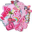 32 Pcs Iron on Patches for Girls - Pink Random Assorted Styles Embroidered Patches DIY Sew Applique Cute Repair Patch for Clothes, Backpacks, Jackets, Jeans, Hats