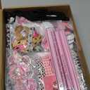 Liliful 140 Pcs Cowgirl Party Favors Horse Themed Party Supplies Include Cowgirl Drawstring Bag Keychain Rubber Wristbands Badges Puzzle Stickers Pink Notepads Pencils for Disco Western Birthday