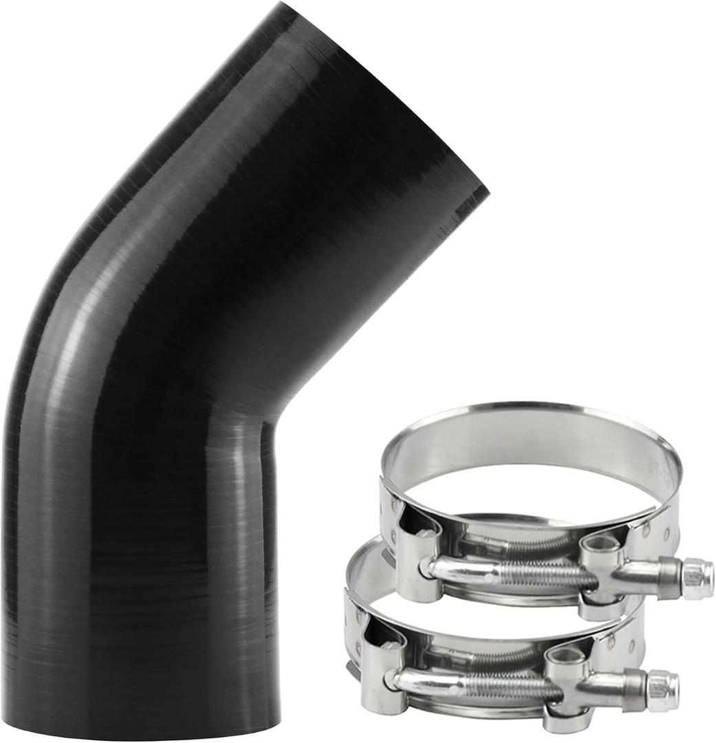 Ucreative 45 Degree Elbow ID: 4" (102mm) 4-Ply 5mm Thickness High Performance Silicone Hose Coupler with T-Bolt Clamp