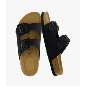  Lane Cork Footbed Sandals for Women – Comfortable Double Buckle Slip-On with Genuine Suede Footbed & Arch Support Slides for Women Footwear 6M
