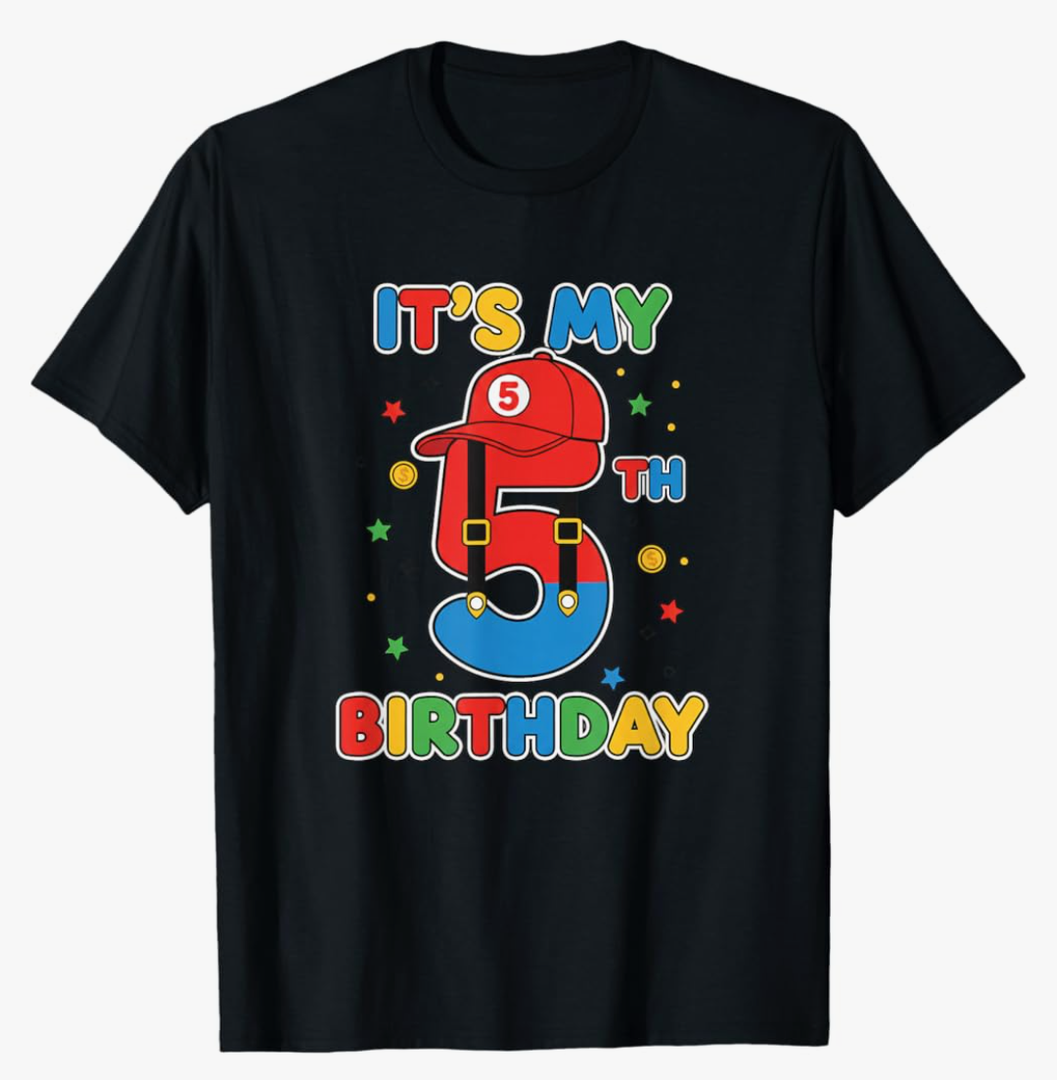 Birthday It's My 5th Birthday, Colorful Cap & Number T-Shirt, S
