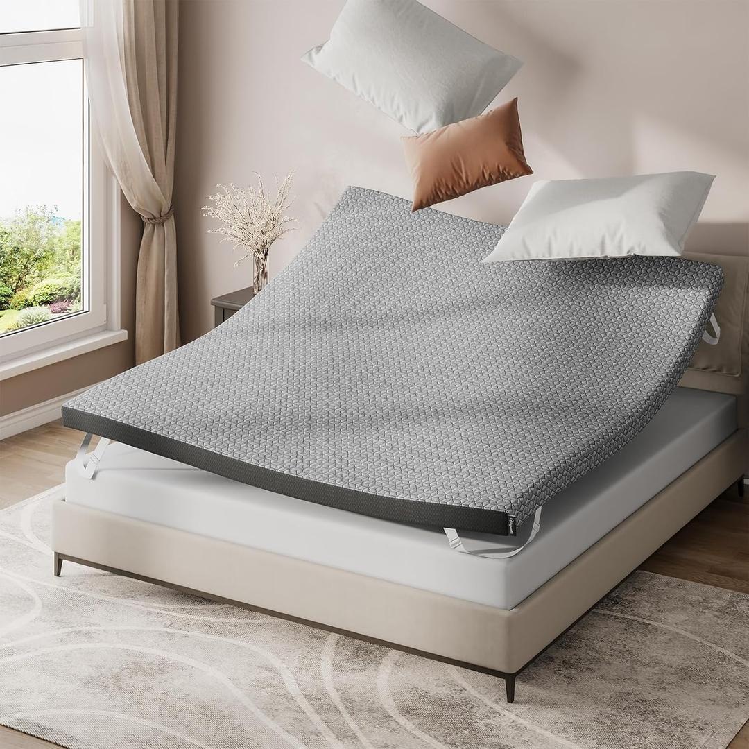 Vesgantti Mattress Topper Full,3 inch Memory Foam Mattress Topper,CertiPUR-US Gel Certified Memory Foam for Pressure Relief, Bed Topper with Removable,Soft & Breathable, Graphene Fabric Cover