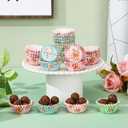 Sunnyray 600 Count Floral Mini Cupcake Liners for Baking Watercolor Flower Small Cupcake Liners Wrappers Tea Party Baking Paper for Shower Wedding Bridal Showers Birthday Party Decoration