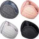 Ficerd 4 Pieces Unisex Knit Earmuffs Furry Fleece Winter Ear Muffs Warm Foldable Ear Covers Soft Ear Warmer for Women Men (Black, Gray, Dark Gray and Pink)