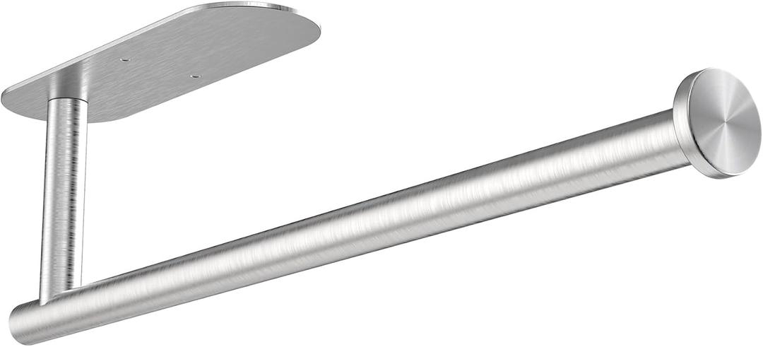 Paper Towel Holder Under Cabinet - Self Adhesive Paper Towel Roll Holder Wall Mount, Gewtur Stainless Steel Paper Towel Holder for Kitchen Bathroom (1 pcs, Silver)