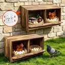 Wooden Chicken Nesting Box, Wall‑Mountable Freestanding Stackable, 4 Holes