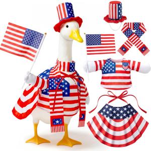 Mastom 4th of July Porch Goose Outfits Set for 17''-26'' Lawn Goose Clothes Patriotic Yard Goose Costume for 250th Anniversary America Independence US Memorial Day Goose Outfit