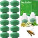 12 Pack Wasp and Bee Repellent, Natural Peppermint Oil Carpenter Bee Repellent for Yellow Jackets, Hornets, Mud Wasps Deterrent for Indoor Outdoor Patio Garden Porch, Pet and Human Safe, Dark Green
