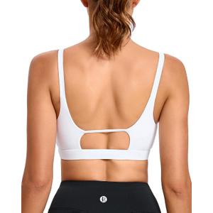RUNNING GIRL Sports Bras for Women,Square Neck Sports Bra Medium Support Yoga Bra Workout Crop Top with Removable Cups (White, XL)