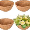 Legigo 4 Pack 18 Inch Hanging Basket Coco Liners Replacement, 100% Natural Round Coconut Coco Fiber Planter Basket Liners for Hanging Basket Flowers/Vegetables