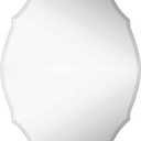 Hamilton Hills 24" x 36" Modern Silver Polished Glass Rectangular Mirror | Elaborate Scallop Wall Mirror Scalloped Edges Vanity for Bedroom, Bathroom and Living-Rooms| Hangs Horizontal and Vertical