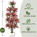 Artificial Dracaena Tree 8ft(96in) Tall Large Faux Silk Plants with Realistic Trunks and Red Leaves, Fake Floor Potted Artificial Plants for Home Office Indoor Decor (8feet,1Pack)