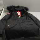 CANADA WEATHER GEAR Womens Long Puffer Coat - Heavyweight Wind Water Resistant Faux Fur Hood Parka Winter Jackets for Women (Medium, All Black)