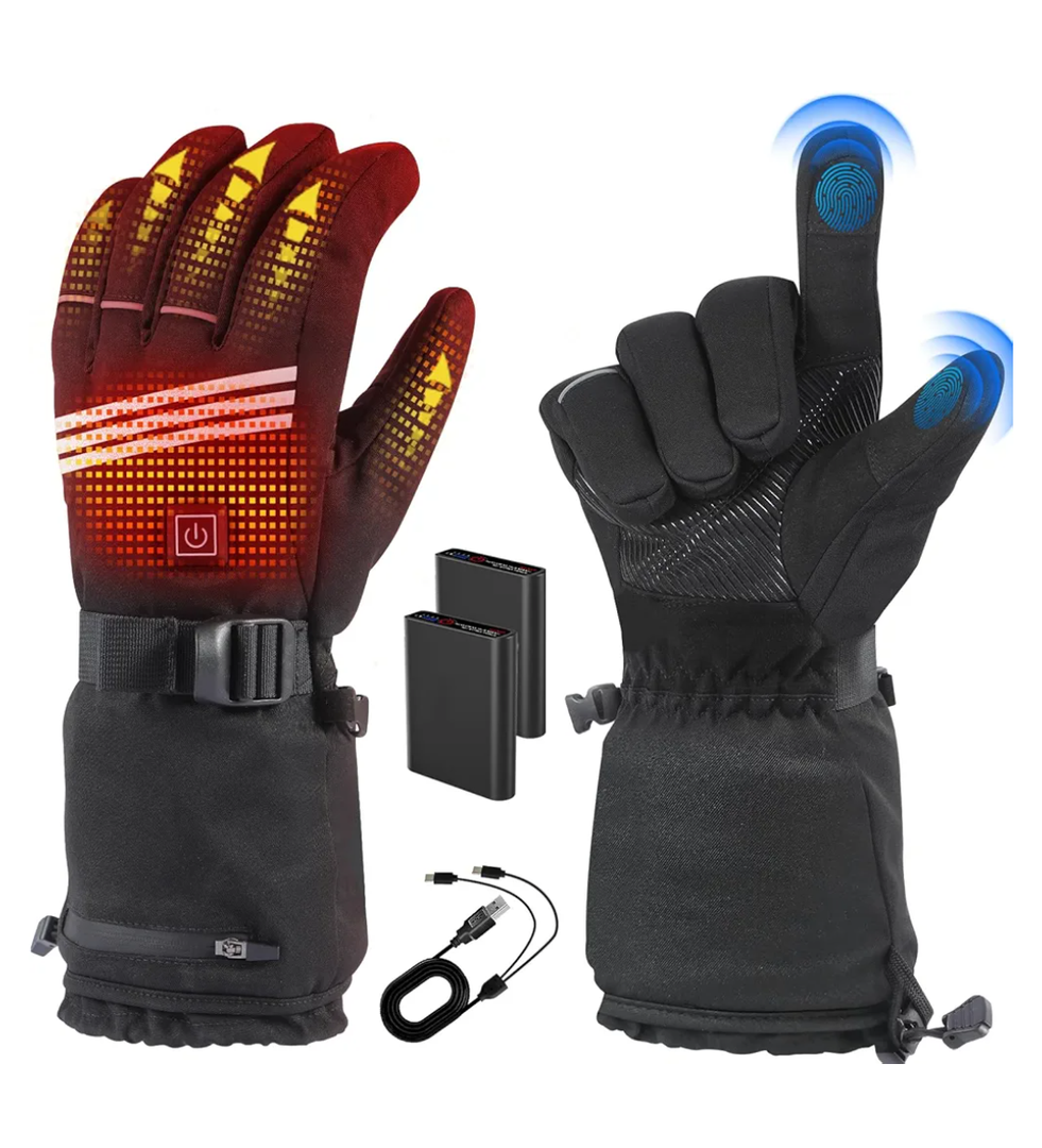 Rechargeable Heated Gloves with 4 Temperature Modes, 7.4V 5000mAh Battery, Waterproof, Camping Hand Warmers for Motorcycle Skiing Hiking Hunting Cycling (L)