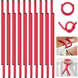 20 Pcs 17 Inch EVA Foam Twist Rubber Ties Reusable Bendable Cable Tie Straps Flexible Heavy Duty Twisty Ties for Organizing Cords Bundling (Red)