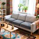 Hokway Stretch Couch Cushion Covers, 3 Piece Individual Sofa Cushion SlipcoversJacquard Sofa Seat Slipcover Set, Non-Slip Protector for Cushion (LightGray,Small-3PC)