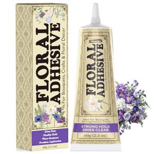 Floral Adhesive 2.1 Oz  Clear Waterproof Liquid Flower Glue for Fresh Flowers, Fast-Drying Flexible Glue for Floral Arrangements, Corsages, Bouquets, Florist & Craft Projects