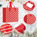 Tenceur Plastic Christmas Gift Bags with Handle Red and White Stripes Polka Dot Shopping Bags 13'' x 10'' Large Merchandise Tote Bulk for Christmas Holiday Party Favor Gift Wrapping(48 Pcs)