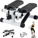 Steppers for Exercise at Home, Mini Stepper with Resistance Bands, Portable Stair Stepper for Home, Smooth and Quiet, Hydraulic Fitness Stair Stepper with LCD Monitor