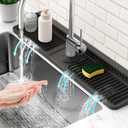 24'' Longer Faucet Mat for Kitchen Sink Splash Guard[7 Slope Fast Self-draining][Snap Lock Fit]Kitchen Sink Faucet Mat Splash Guard Kitchen Sink Area Water Splash Guard Behind Faucet Draining Mat (24" x 5.5", Black)