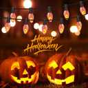 2 x Christmas Flickering Flame Light Bulbs C7 Clear Edison Flame Light Bulbs with Orange Glow, 1 Watt E12 Candelabra Light Bulb for String Light Night Light Candle Chandelier Halloween Xmas Decor, 12 Pack