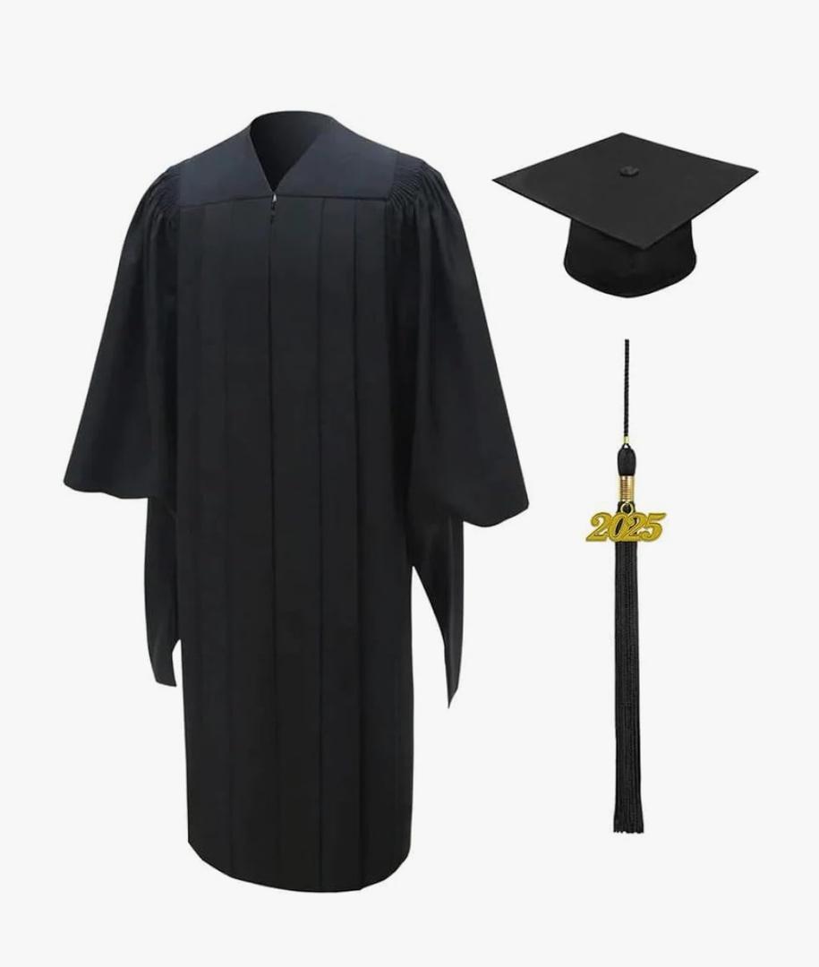 CLERKMANS Unisex Deluxe Masters Graduation Gown, Cap & Tassel with Year Date Package, 48XL