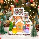 LED Lighted Musical Gingerbread House, 7.3" Christmas Village House Decoration with Light-up Gingerbread Cookie and Snowman, Christmas Collectible Buildings for Holiday Decor for Home and Desktop