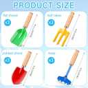 8" Kids Gardening Tools, Metal Beach Sandbox Digging Toys with Wooden Handle, Including Shovel, Rake, Fork and Trowel, Garden Sand Snow Tools for Children Gift Outdoor Gardening(12 Pcs)