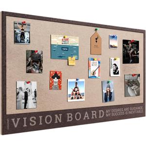 Minimalist Vision Board Felt Dream Board-Premium DIY Vision Boards,Vision Board Supplies,Vision Board Kit Bottom Plate,23.6x15.7 inches(Brown+Camel)