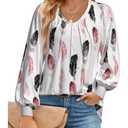 FLYCURVY Plus Size Blouses for Women Long Sleeve Shirts Pleated V Neck Loose Casual Dressy Comfy Tunics Size 4XL