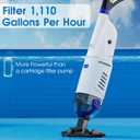 Cordless Handheld Pool Vacuum Cleaner 1110 GPH True Strong Suction 60min Run-time 40m Ultra Fine Mesh Filter for Leaves Debris,with Aluminum Pole&Angle Head for Hot Tubs,Inground &Above Ground Pools