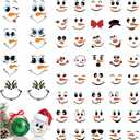 9Pack 66 Pcs Christmas Face Eyes Stickers for Crafts Small Vinyl Snowman Faces Pitcher Rub on Transfers Decals for Ornaments Glass Drinking Cups Wood Decorations Balls Party Supplies (face66)