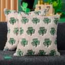 St Patricks Day Pillow Covers 20x20 Inch Set of 2 Green Embroidery Shamrock Decorative White Soft Plush Faux Wool Throw Pillows for Couch Sofa Bedroom Holiday Home Decor MRD02B50