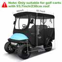 10L0L Universal Golf Cart Cover 4 Passenger Compatible with Yamaha, EZGO TXT/RXV, Club Car DS/Precedent Models- 94 Roof Fit, Golf Cart Cover Waterproof 600D Material Windproof Transparent on 4 Sides